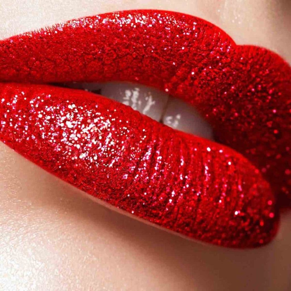 labbra rosse natalizie glitterate