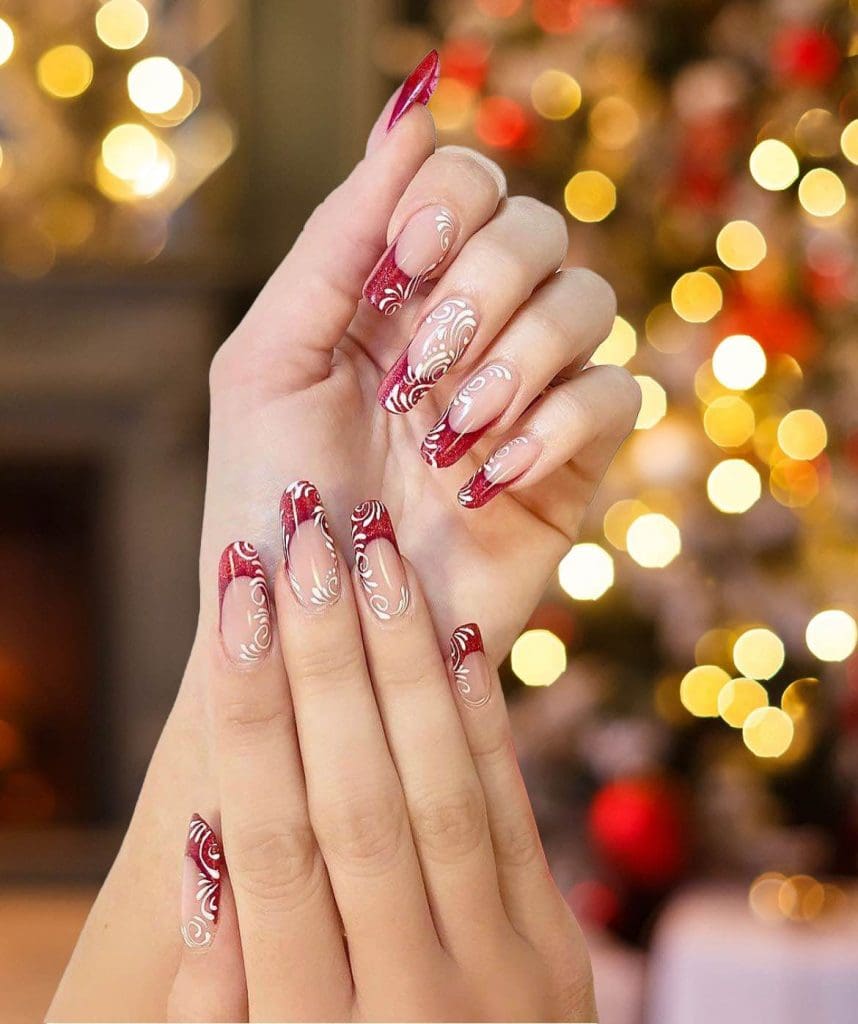 french manicure natalizia