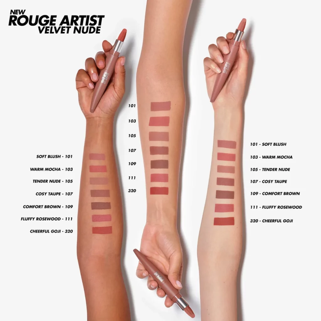 Swatches Rossetti Make Up Forever Rouge Artist Velvet Nude