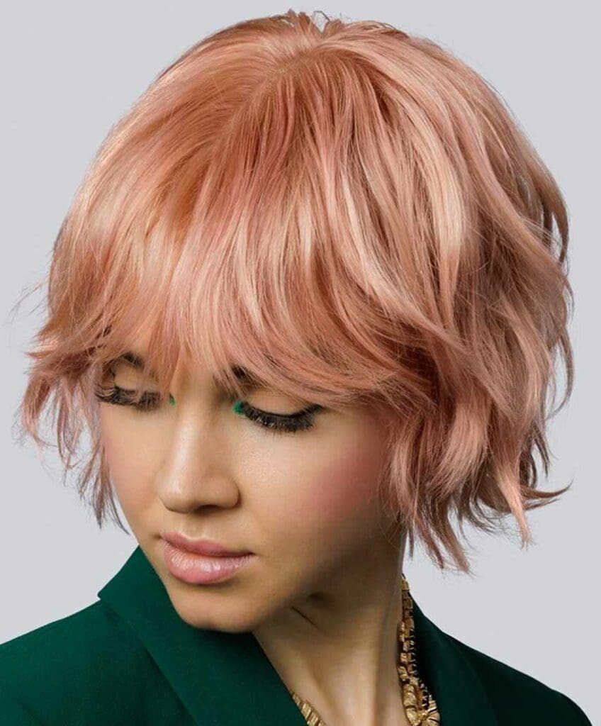 taglio caschetto capelli rosa