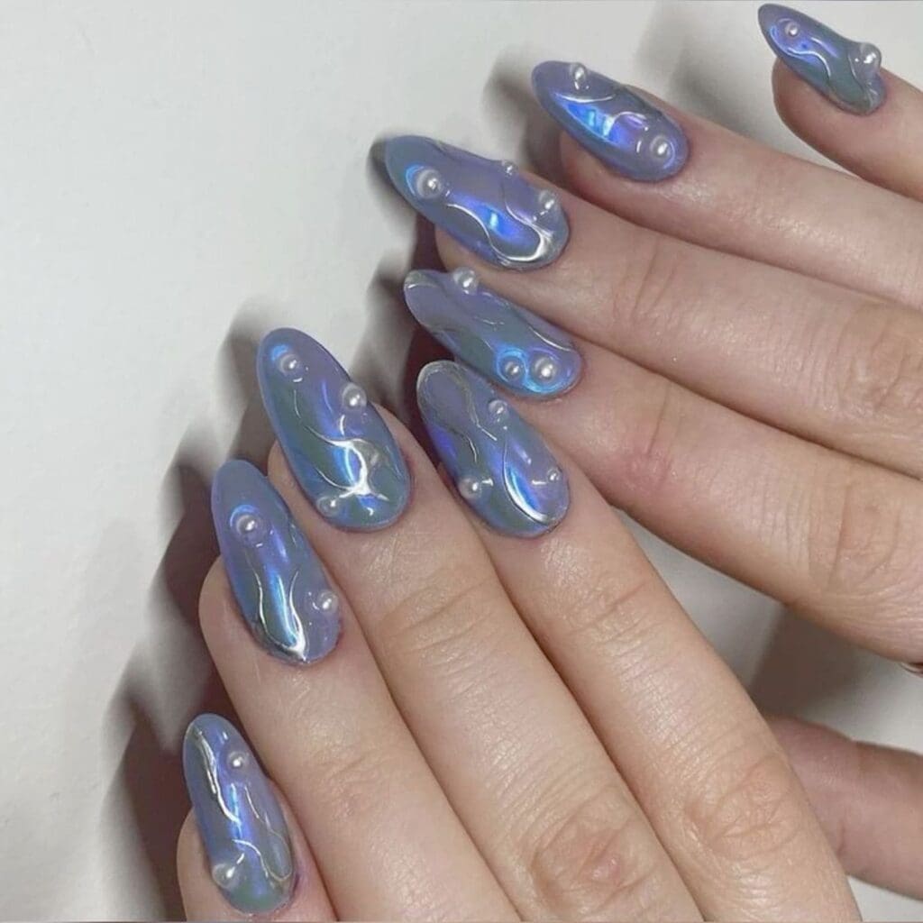 Mermaidcore nails con perle