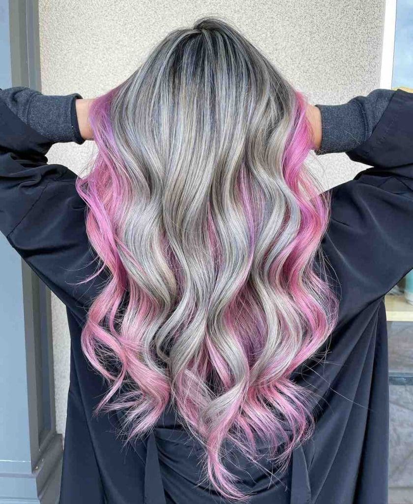 capelli grigi rosa e viola