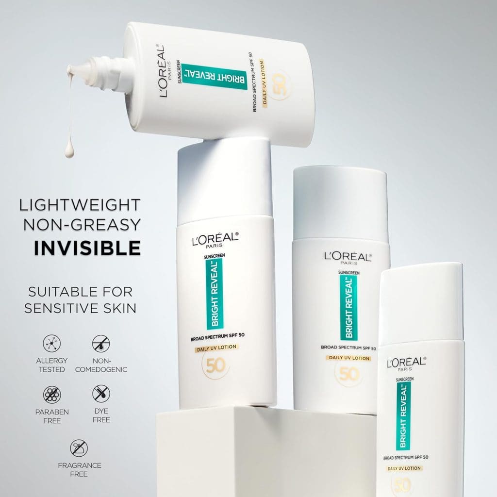 L’Oréal Paris Bright Reveal Broad Spectrum Daily SPF 50 Face Sunscreen UV Lotion