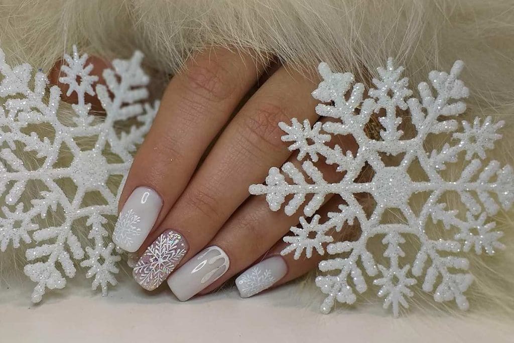 unghie natalizie bianche