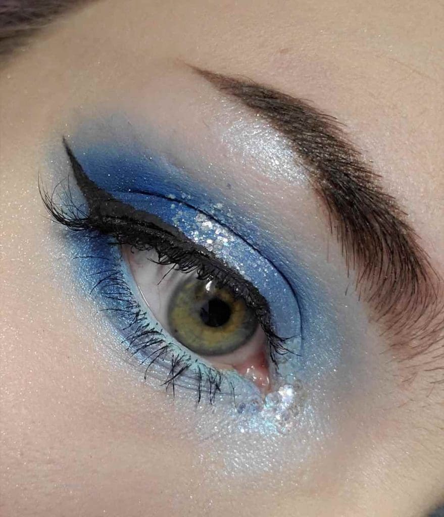 makeup ombretto blu e argento