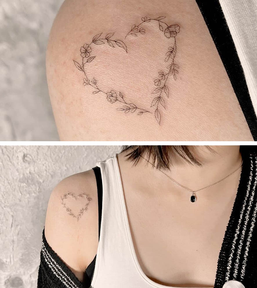 Tatuaggio cuore spalla