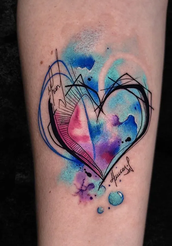 tatuaggio cuore colorato