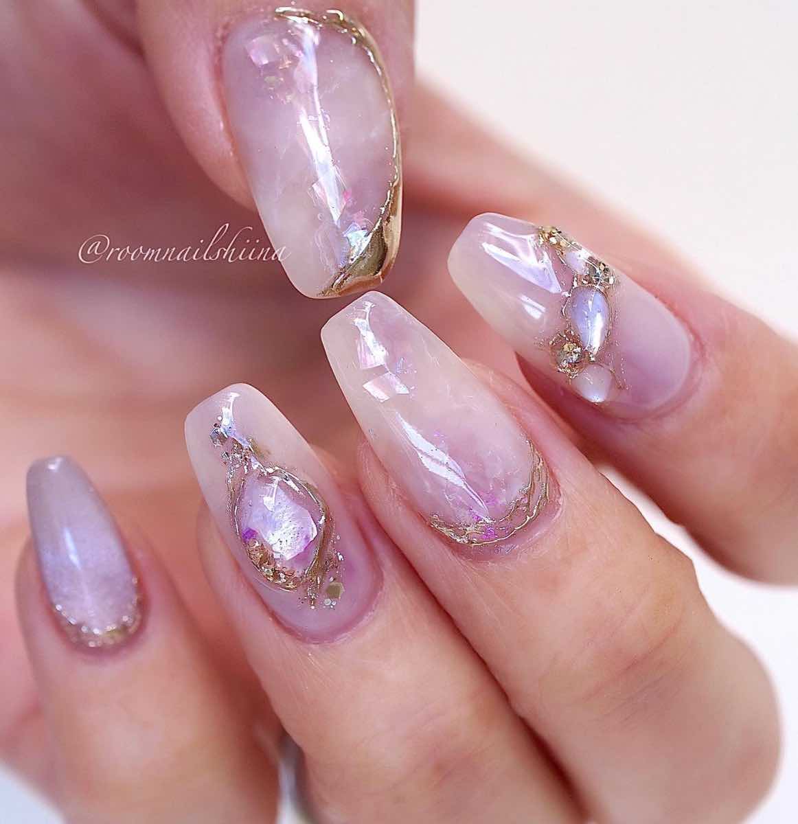 unghie marmo rosa