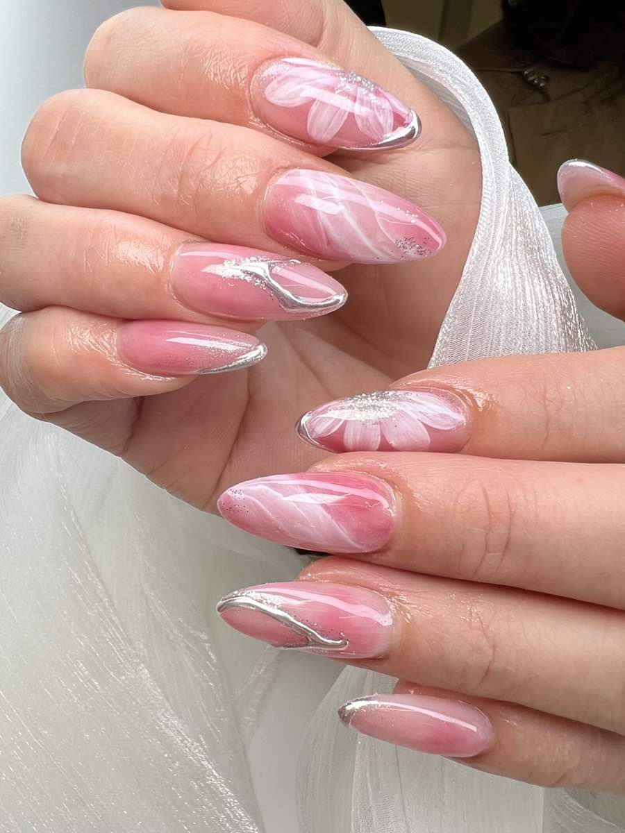 unghie marmo rosa